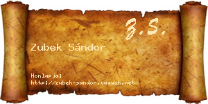 Zubek Sándor névjegykártya