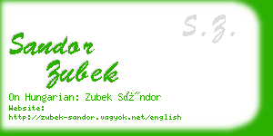 sandor zubek business card